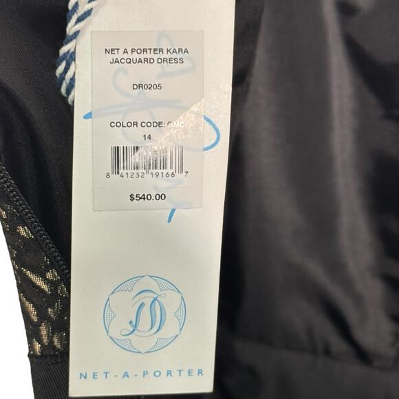 Draper James for Net-a-Porter Kara Dress 14 Gold Black Pleated Cocktail (NWT!) - Picture 13 of 15